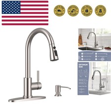 Kitchen Faucet with Soap Dispenser and Pull Down Sprayer, RV Single Handle Cl...