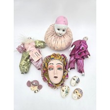 Vintage Mardi Gras Clown  Theatrical Harlequin Venetian Masks Collectibles Lot