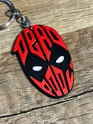 Deadpool Custom Keychain Marvel Mask Anti-Hero Key Fob with Chain & Ring