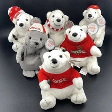 1997 Coca-Cola Collection of 6 Bean Bag Plush, 6" tall, with tags