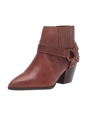 BELLA VITA Womens Brown Harness Western Influence Leather Booties 8
