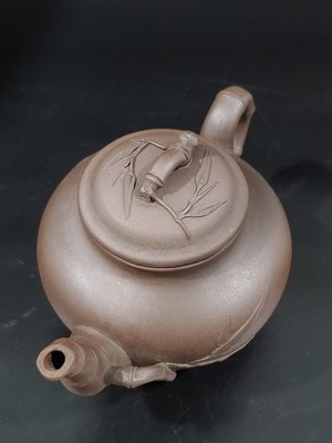 宜兴老厂紫砂壶玉兰竹报春Vintage Chinese Yixing Zisha Purple Clay