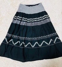 Issey Miyake Plantation Cotton Skirt Black 74cm A-Line Used