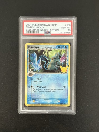 PSA 10 Pokemon Card Mimikyu SWSH136 Delta Species Celebrations Black Star Promo 