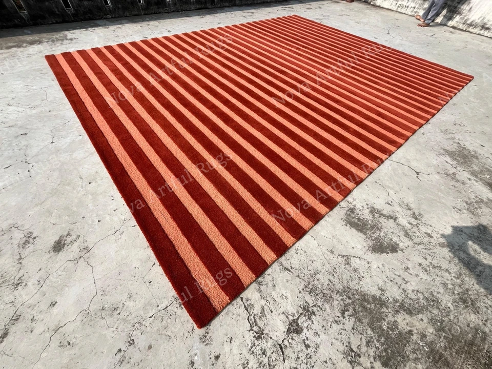 Hand-Tufted Wool Rug 9×12 ft - Nordic Knots Burgundy  Design, Handmade Area Rug - Image 2 of 4