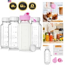 4 Pack 16 Oz Glass Milk Bottles With Lids, Breastmilk Pitchers
