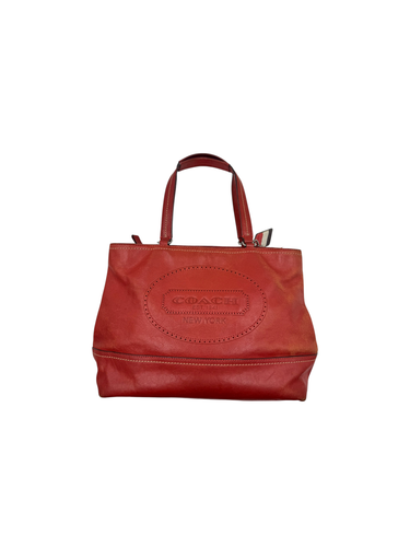 COACH EMBOSSED LOGO LEATHER TOTE BAG - Picture 1 of 9