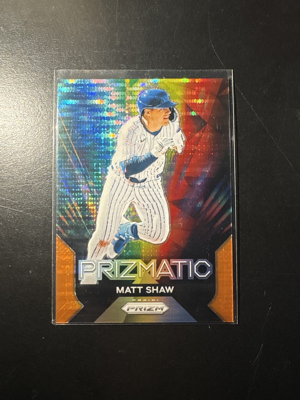 2024 Panini Prizm Matt Shaw Prizmatic Orange Pulsar Prizm /399 RC #15 Cubs
