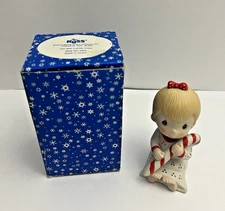 VTG Russ Berrie & Co. Christmas Girl Nightgown Candy Cane 4” Figurine #2469 Box