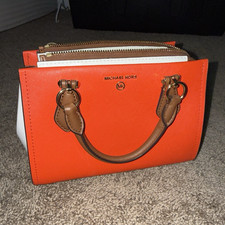 Michael Kors Orange Zip Satchel Top Handle Medium Detachable Crossbody Strap