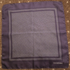 ERMENEGILDO ZEGNA Pocket Square Hankie SILK Chains Italy Violet Black White 12"