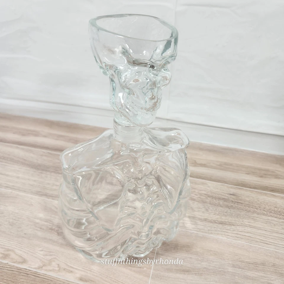 Godinger Skeleton Skull Clear Liquor Whiskey Decanter Halloween Bar Drink Décor - Image 3 of 4