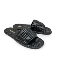 NEW BURBERRY Women's Black ALIXA Quilted Check Leather Sandal Slides 8.5 US 38.5