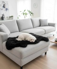 Natural Black Sheepskin Rug Shearling Fur Pelt - Ethically Sourced - Oeko Tex Ce