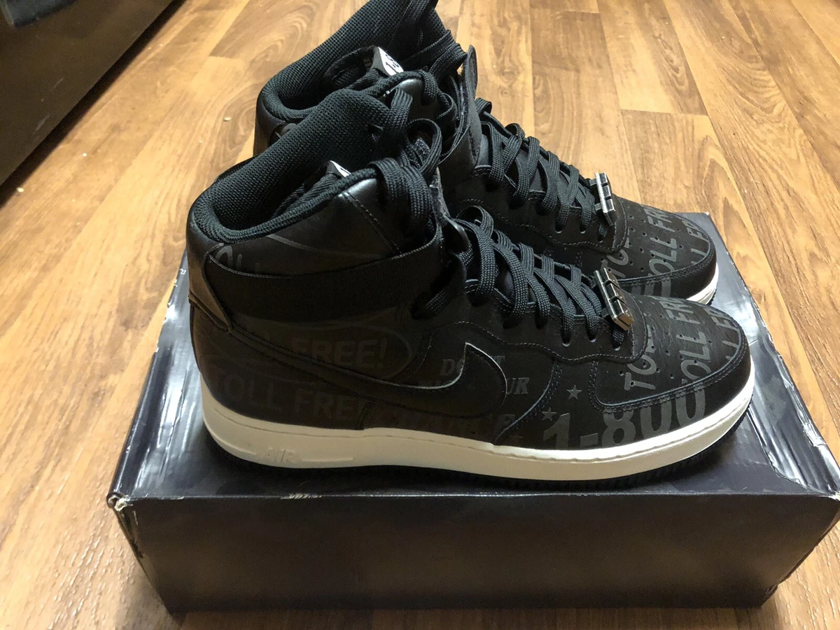 Nike Air Force 1 High 07 PRM 3M Toll Free 1-800 Black Men Size 10 CU1414-001