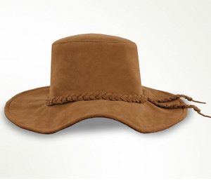 brown suede floppy hat