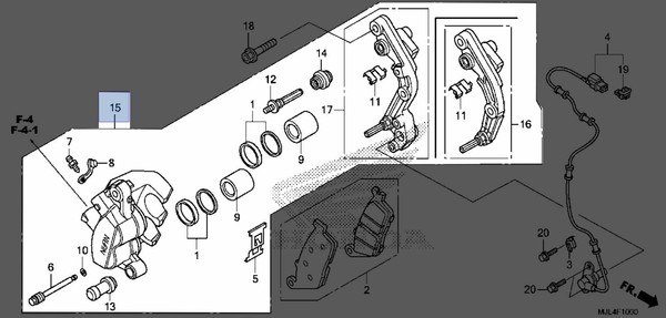 Honda 2013-2018 CB CTX Bremssattel Unterbaugruppe 45250-MGZ-J01 Neu OEM-image