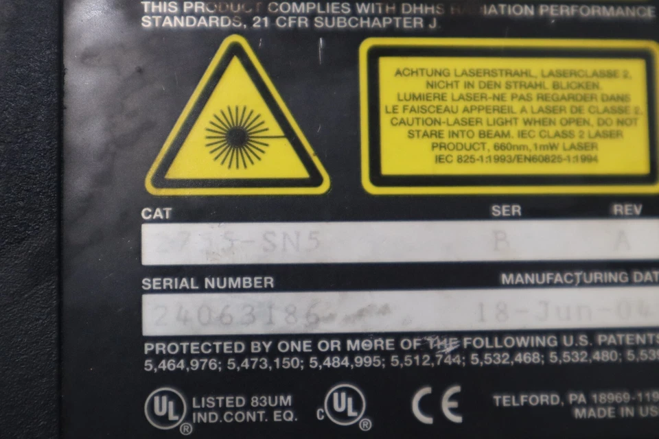 NUEVO Escáner/Lector de códigos de barras Accu-sort 2755-SN5 SER.B Adapta-Laser STOCK H1200 Foto 3 de 4