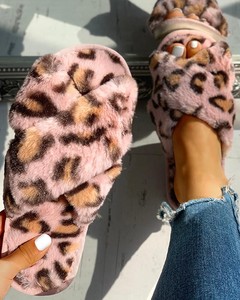 leopard criss cross slippers
