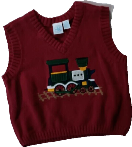 J. Khaki Toddler Boys Red ChristmasTrain Sweater Vest Size 24 Months - Picture 2 of 5