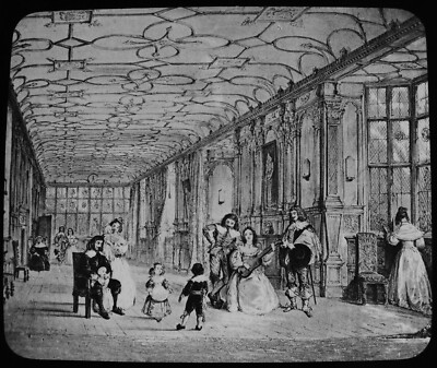 ANTIKES magisches Laternendia HADDON HALL GALLERY UM 1890 ILLUSTRATION DERBYSHIRE