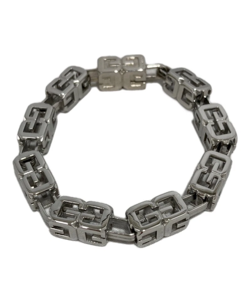 Givenchy G Cube Chain Bracelet Silver White Logo Authentic Italy Size 16.5 Women Foto 2 de 4
