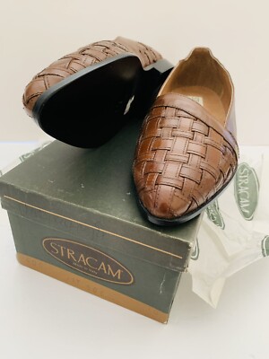 Vintage Woven Vero Gucio Stracam Brown Leather Shoes from  display picture 1