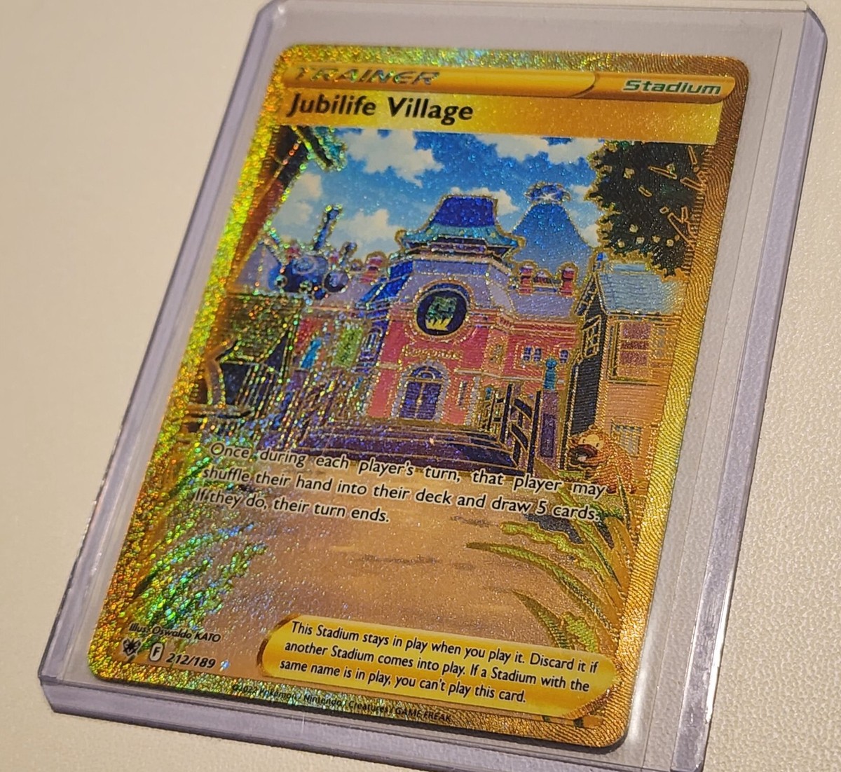jubilife village pokemon card gold Jubilife Village 212/189 Gold Full Art Astral Radiance Pokémon Card - NM