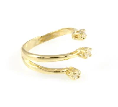 Bague Type Trilogy En Or Jaune 18 KT Et Zircons Blancs - Photo 1/4