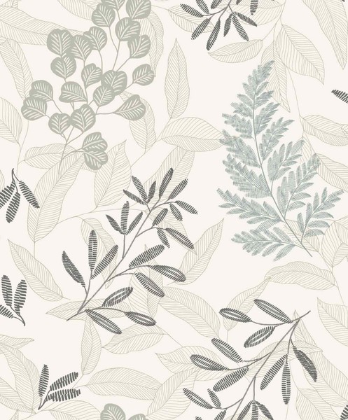 Vliestapete Blattmuster Ranken Floral Weiß Blau Gold Metallic A63901 (3,67€/1Qm)-image