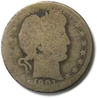 1901 O 25c Barber Silver Quarter Dollar Twenty Five Cents New Orleans