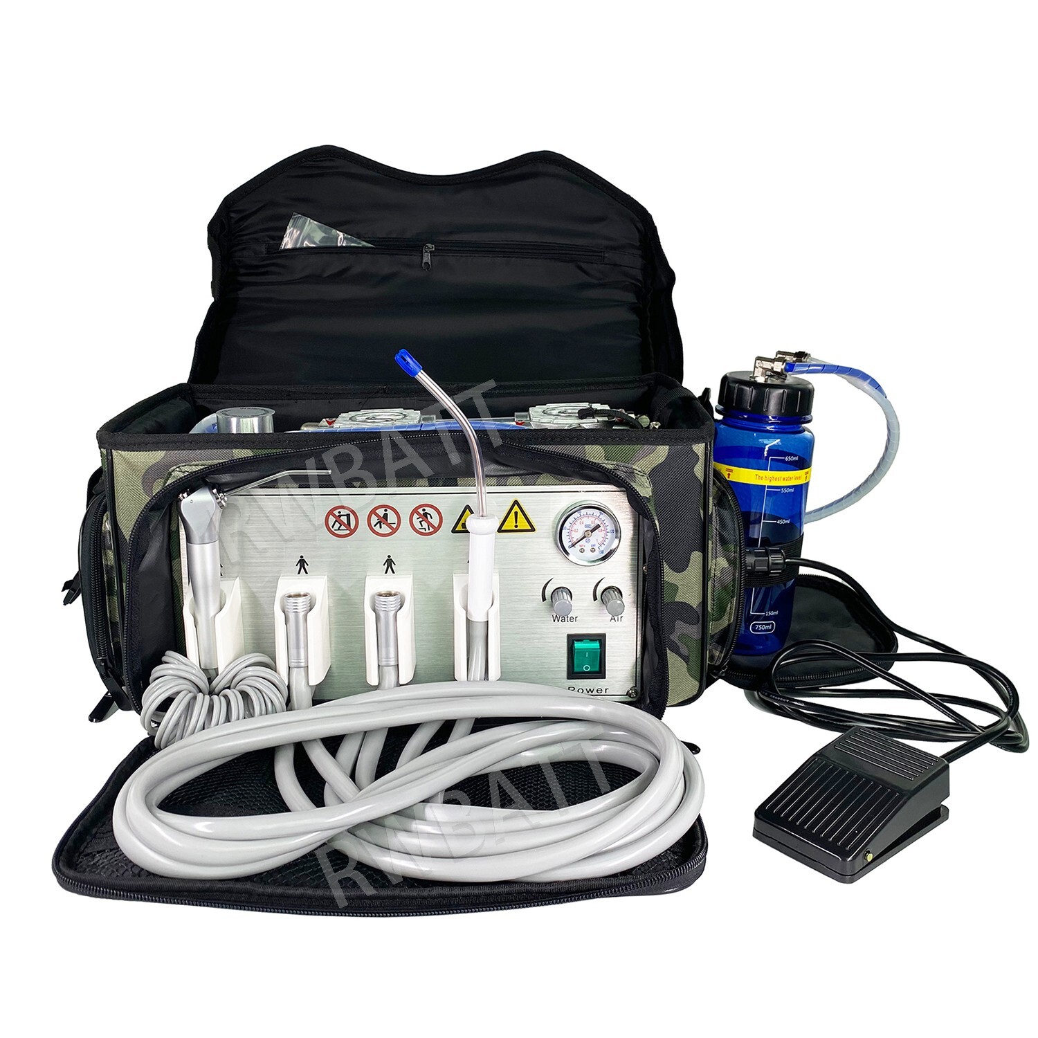 Portable Dental Delivery Unit Bag Air Compressor Suction System 3 Way Syringe