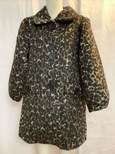Hazel Brand Faux Leopard Cheeta Small Swing Rockabilly Coat Puff Sleeve