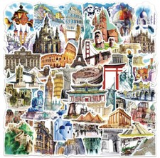10pcs World Landmarks Stickers- Scrapbooking, Journal, DIY Crafts Cards