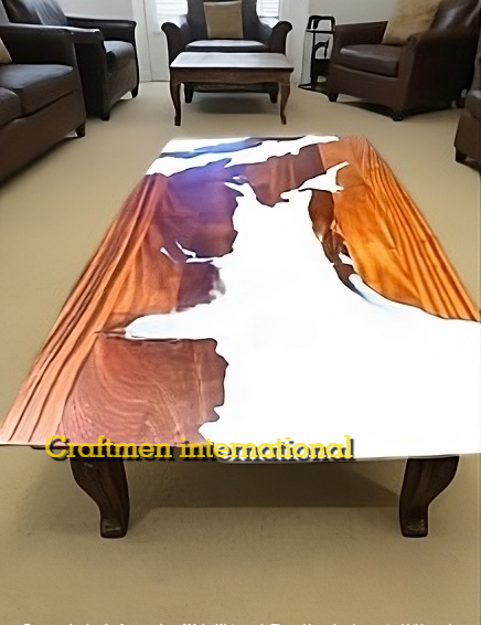White Epoxy Custom Dining Table Side Table or Center Table Without Stand  