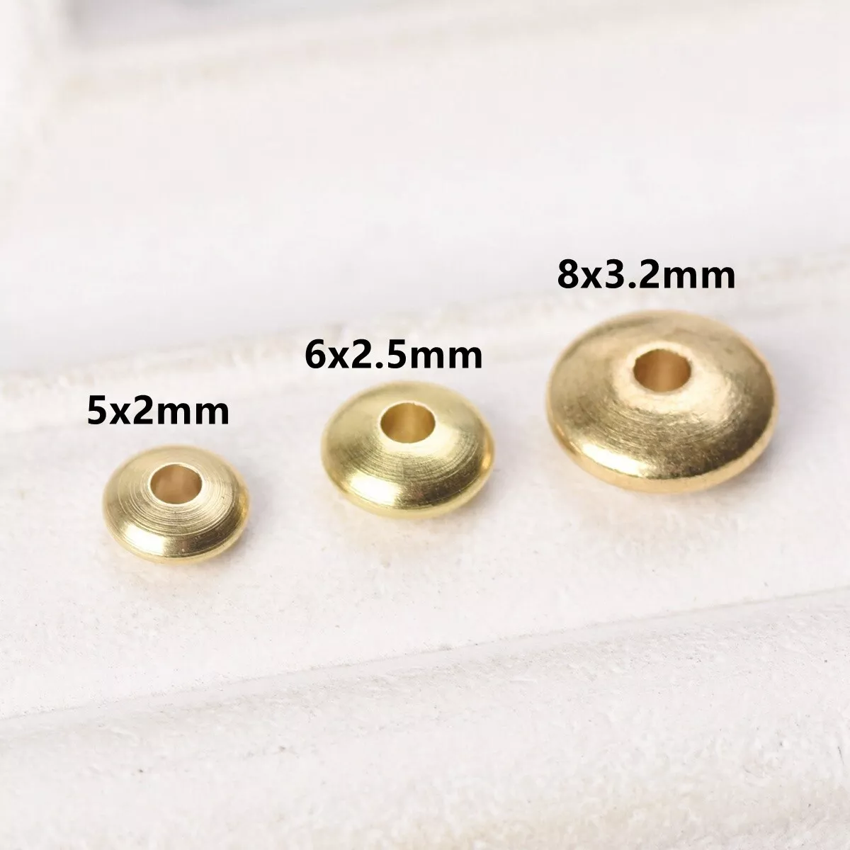 Solid Brass Lt Gold Rondelle 5x2mm 6x2.5mm 8x3mm Loose Beads for