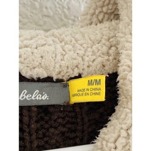 Cabela's Cable Knit Hooded Sweater Toggle Button Women's Size M Brown Soft Sherp - Picture 9 of 12
