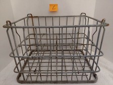 Vintage 1950 Very Heavy strapped steel 12 milk bottle crate caddy Little Rust