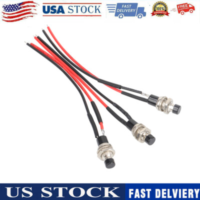 #ad 3x Mini Push Button Pre Wired Momentary N O OFF ON Switch Plug 12V 5AMP SPST $4.35