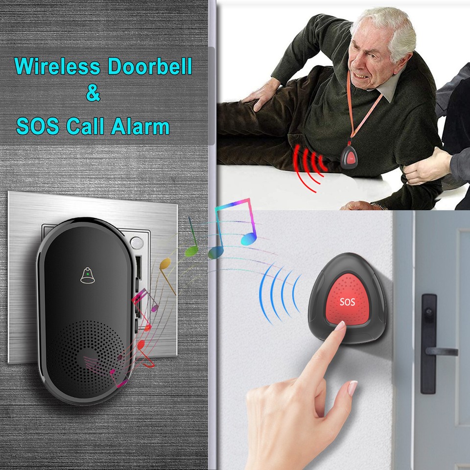 Caregiver Pager Wireless SOS Call Bell Alert Button for Seniors/Elderly ...