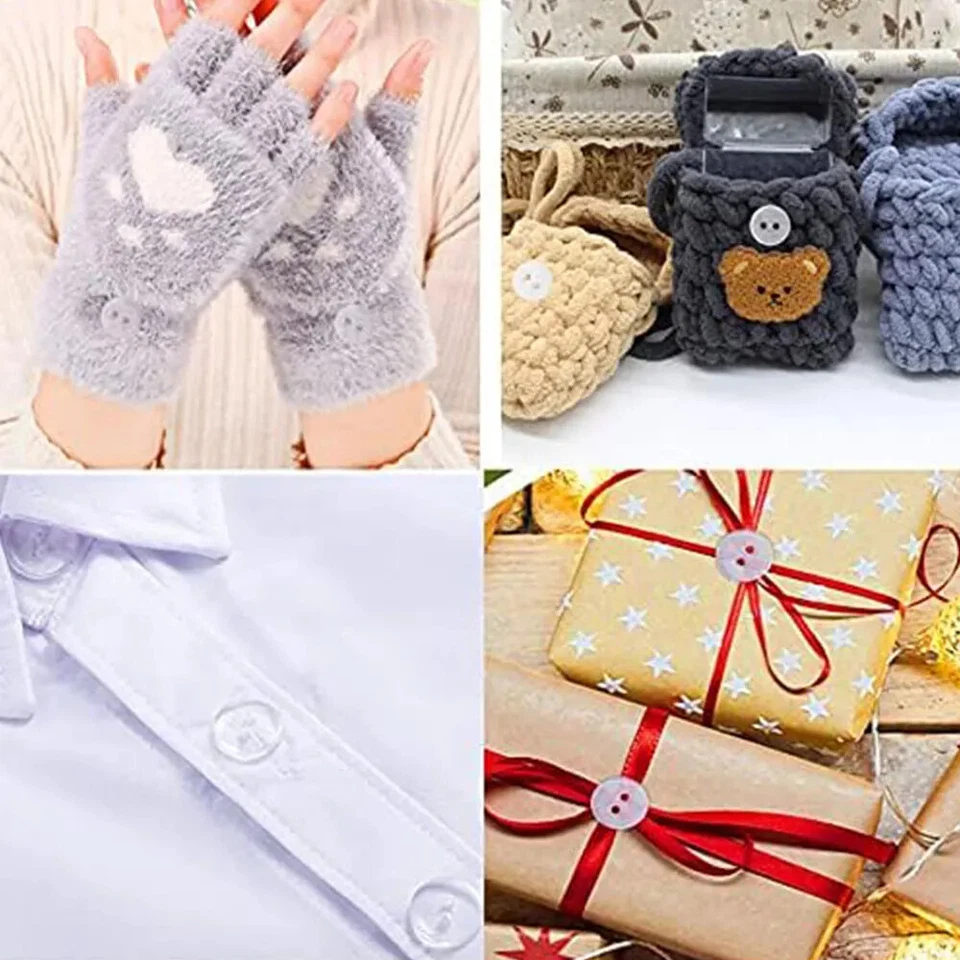 100 Pieces Clear Transparent Resin Round Buttons DIY Sewing Garment Accessories - Image 3 of 4