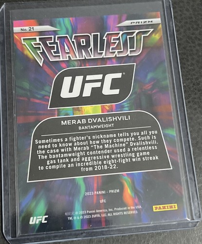 2023 Prizm Fearless UFC Merab Dvalishvili No. 21! - Picture 2 of 2