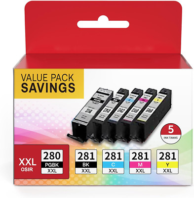 PGI-280XXL CLI-281XXL for Canon 280 and 281 Ink Cartridges for Canon 5-Pack