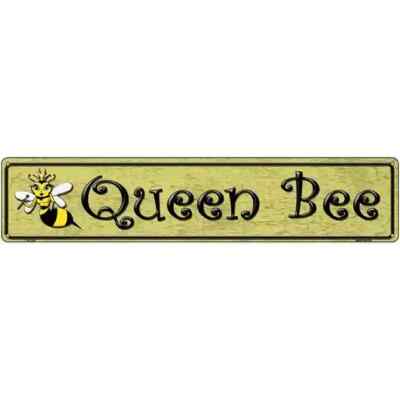 Queen Bee Gold 3''x12'' metal street sign plaque Home Door Garage Wall Decor
