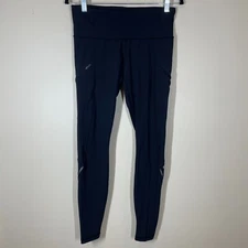 Lululemon Cadence Crusher Tight Inkwell Women's Size 8 Black Zippers Pockets