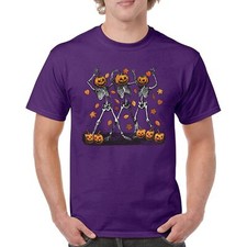 Halloween Skeletons Jack-o-Lantern Dance T-shirt Fun Pumpkin Skull Men's Tee