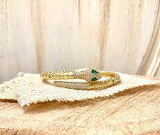 Snake yellow Gold Plated bracelet  stackable high end brand design unique pop