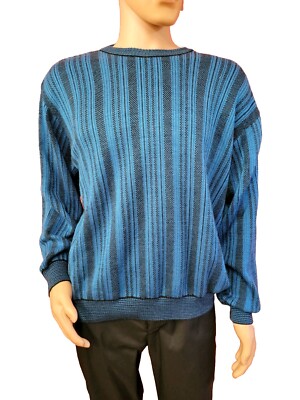 Beau Brummel Blue Striped Vintage Men s 50/M pullover Italian Sweater #C