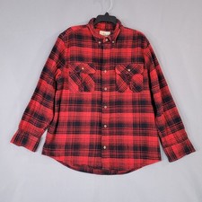 Field Stream Men s Casual Button-Down Shirt Red Black Plaid M Flannel Cotton