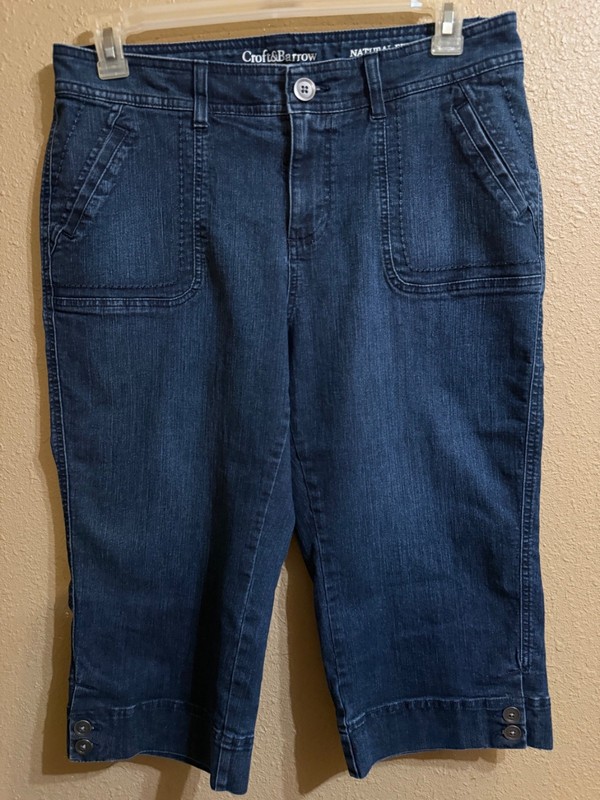 CROFT & BARROW NATURAL FIT DENIM CAPRI JEANS SZ 12 DARK WASH STRAIGHT LEG